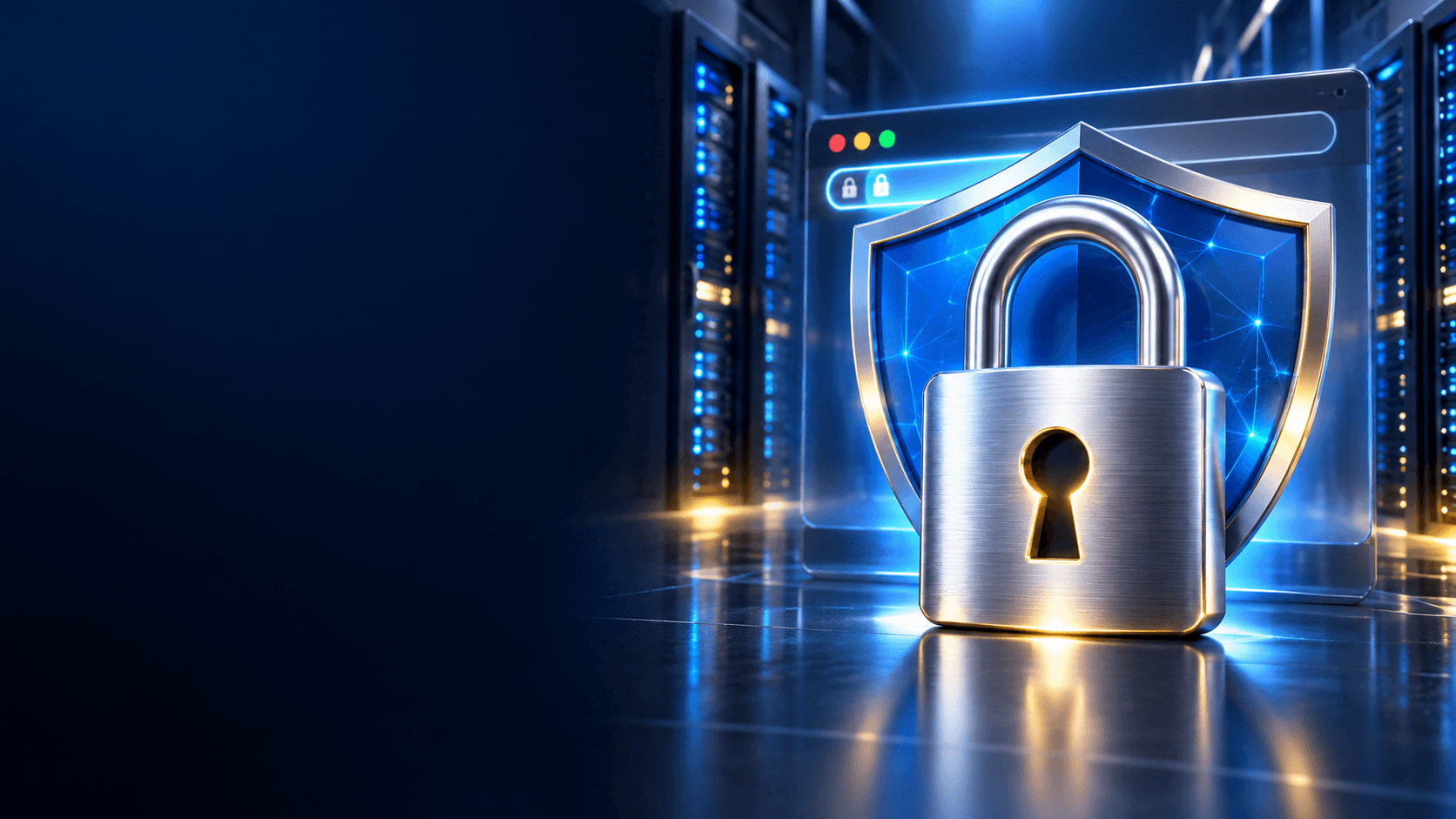 ภาพปกสไตล์ YouTube แสดงกุญแจและโล่ความปลอดภัยสำหรับบริการ SSL Certificate